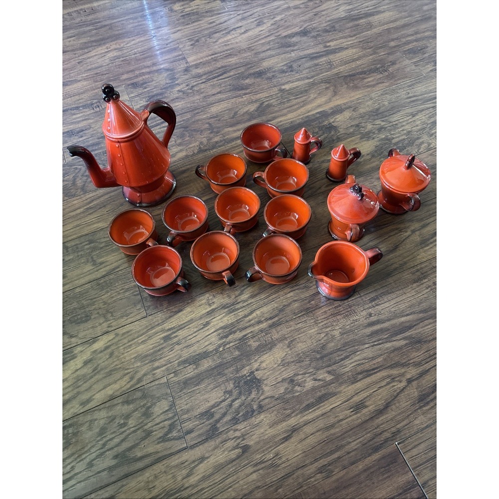Vintage Metlox Poppytrail Red Rooster Coffee Pot with Lid Set